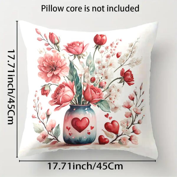 Pillow Covers 17.71x17.71 Inch Set of 4 cartoon lover cute Valentine's Day pink  Farmhouse Sofa Throw Pillowcase Cushion Case Home Decoration - 图片 6